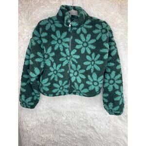 Hollister Women’s Floral Pattern Sherpa Cropped Jacket Size S